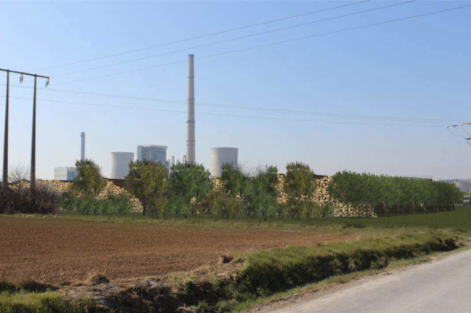Vue du projet de centrale biomasse, avec un photomontage de paysage (extrait de l'enquête publique) Vue du projet de centrale biomasse, avec un photomontage de paysage (extrait de l'enquête publique)